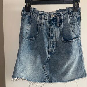 We The Free Blue Denim Mini Skirt